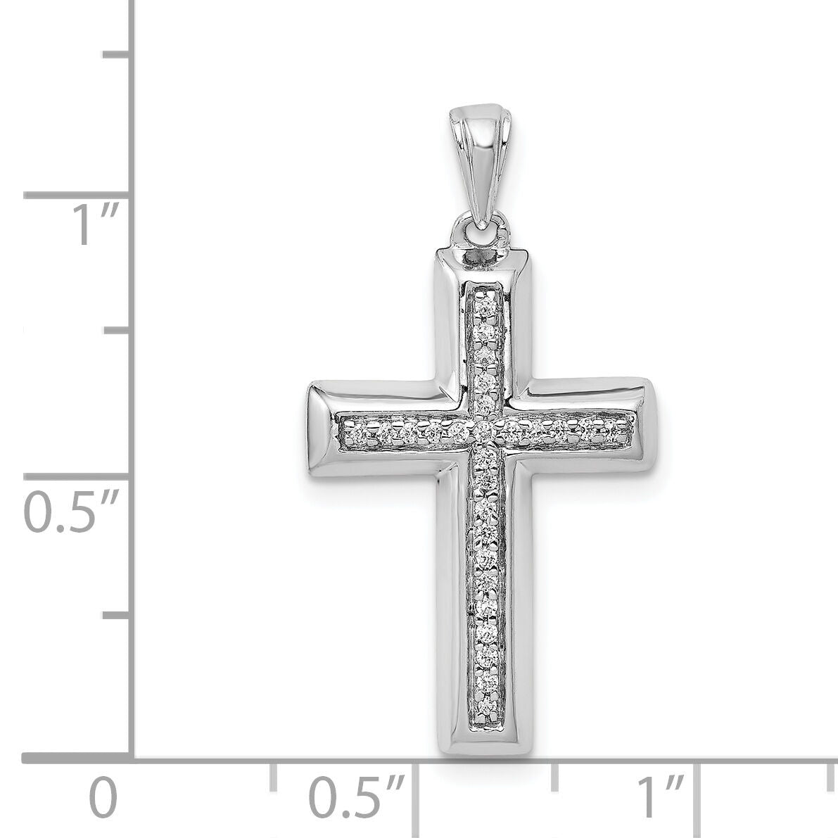 14k White Gold Large 1/10ct. Diamond Cross Pendant-PM5139-010-WA