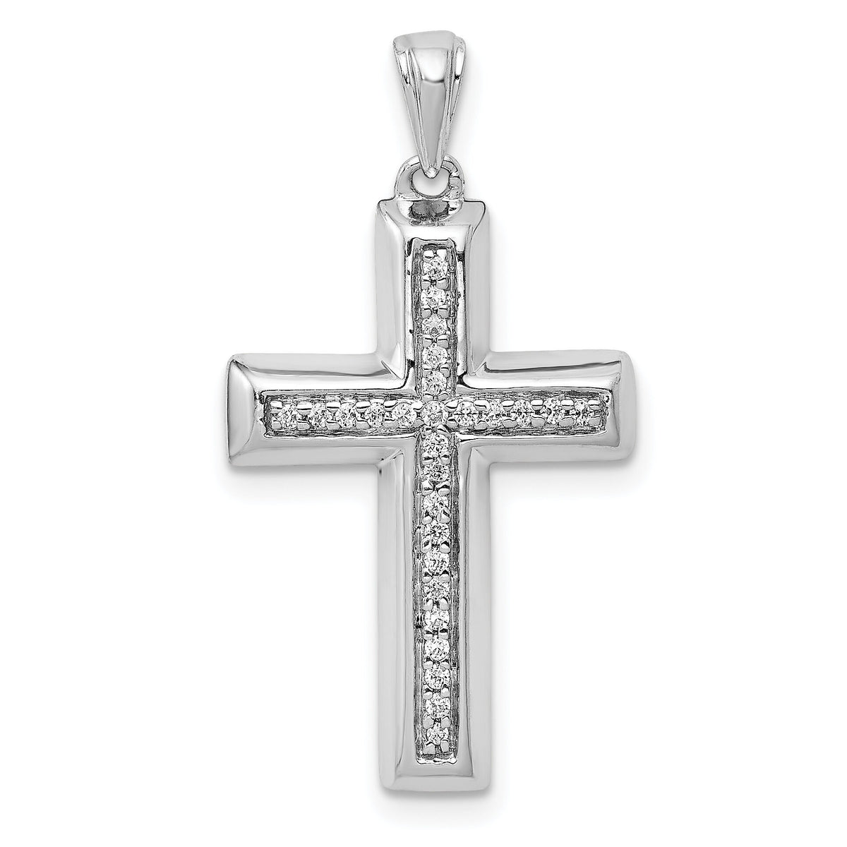 14k White Gold Large 1/10ct. Diamond Cross Pendant-PM5139-010-WA