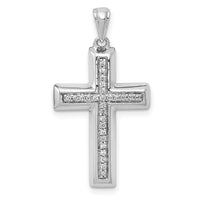 14k White Gold Large 1/10ct. Diamond Cross Pendant-PM5139-010-WA