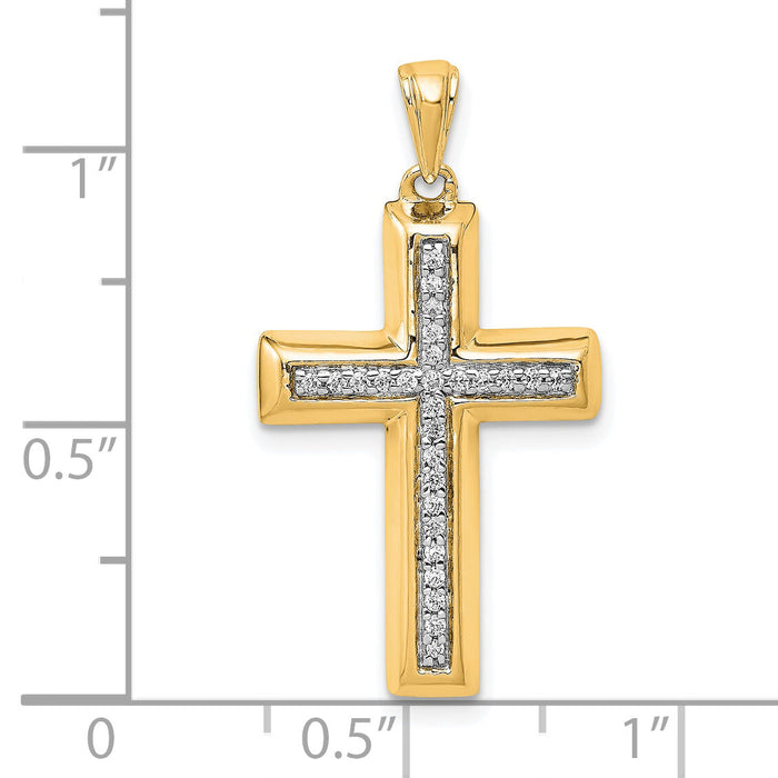 14k Large 1/10ct. Diamond Cross Pendant-PM5139-010-YA