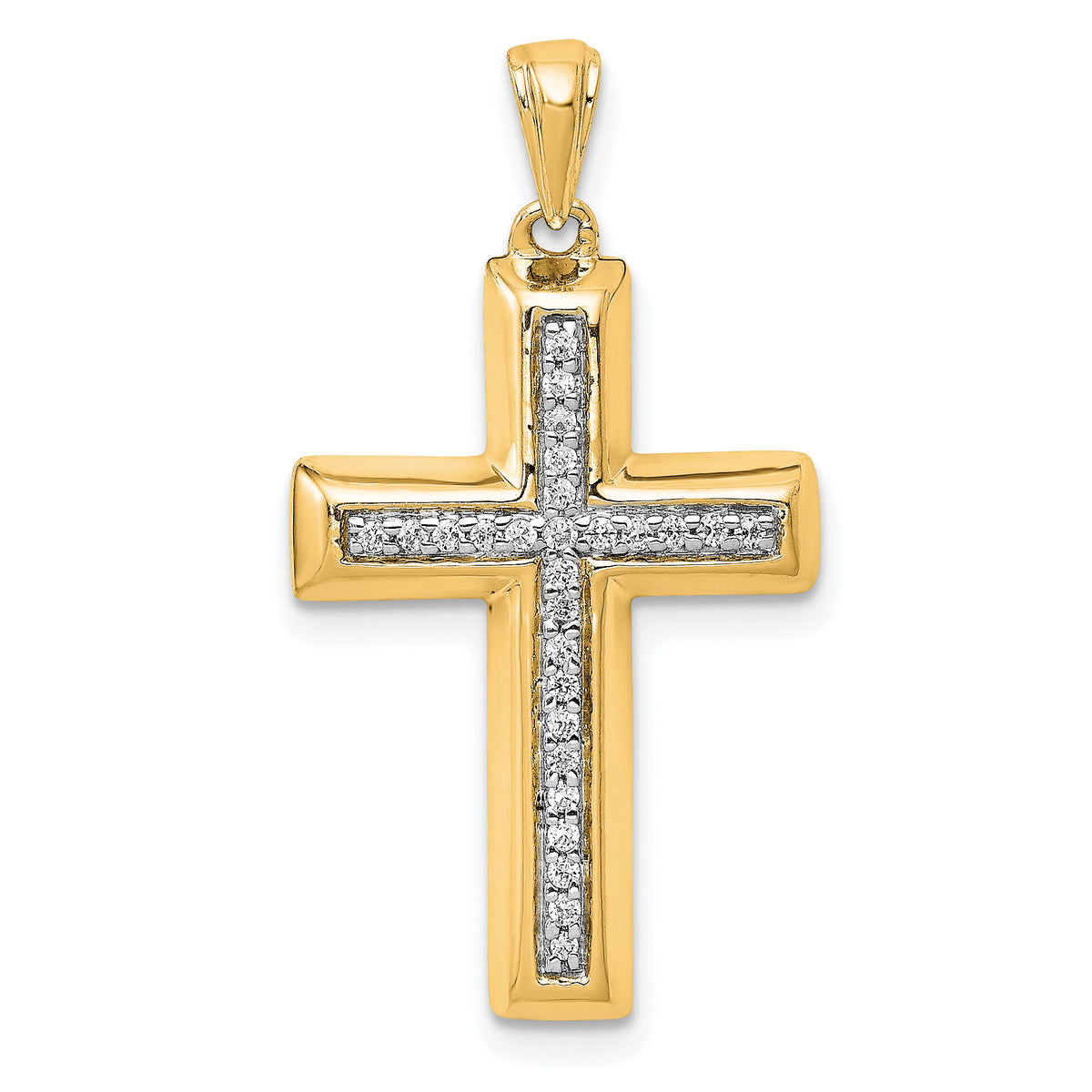 14k Large 1/10ct. Diamond Cross Pendant-PM5139-010-YA