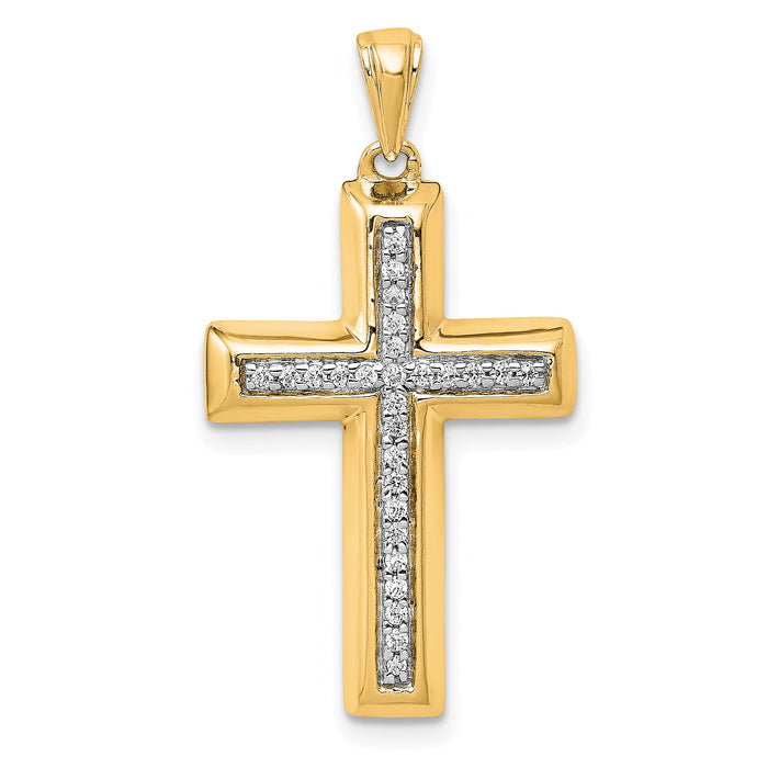 14k Large 1/10ct. Diamond Cross Pendant-PM5139-010-YA