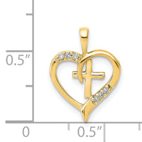 14k AA Diamond Heart Cross Pendant-PM5143-004-YA