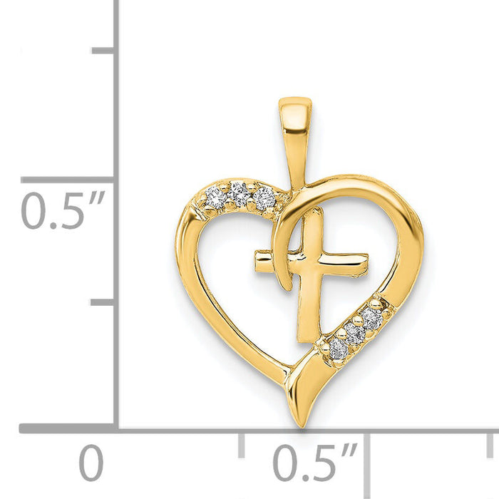 14k AA Diamond Heart Cross Pendant-PM5143-004-YA