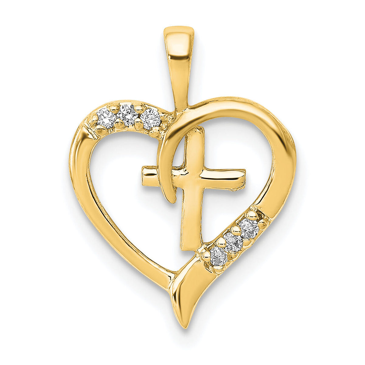 14k AA Diamond Heart Cross Pendant-PM5143-004-YA