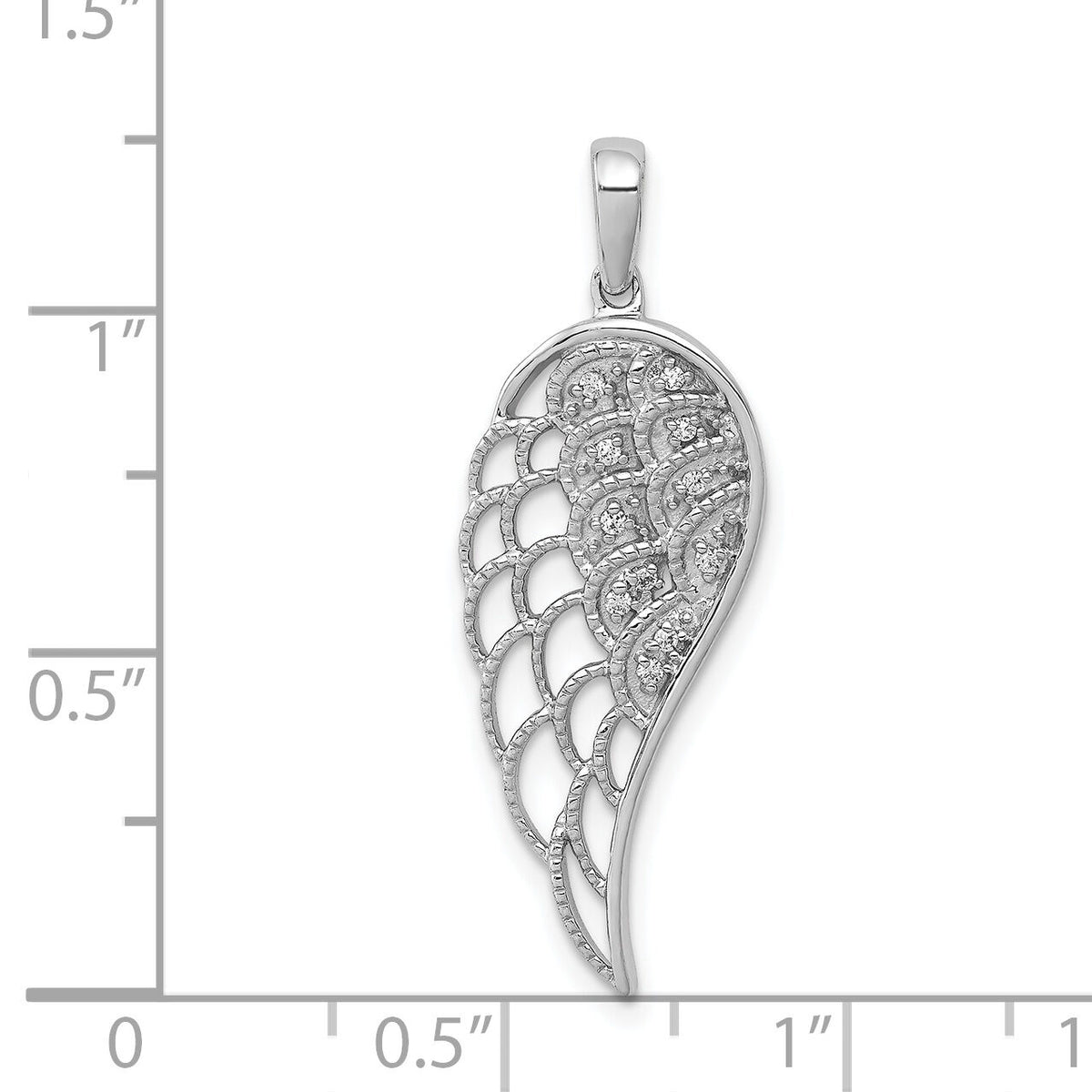 14k White Gold Diamond Open-work Wing Pendant-PM5144-005-WA
