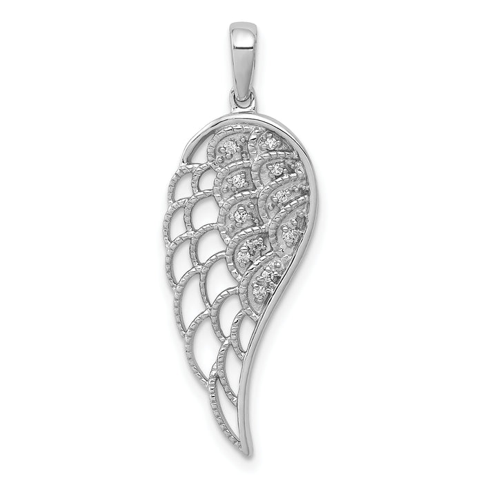 14k White Gold Diamond Open-work Wing Pendant-PM5144-005-WA