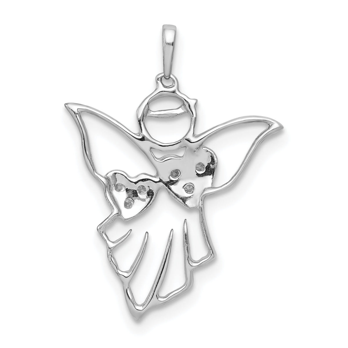 14k White Gold Diamond Angel Pendant-PM5145-003-WA
