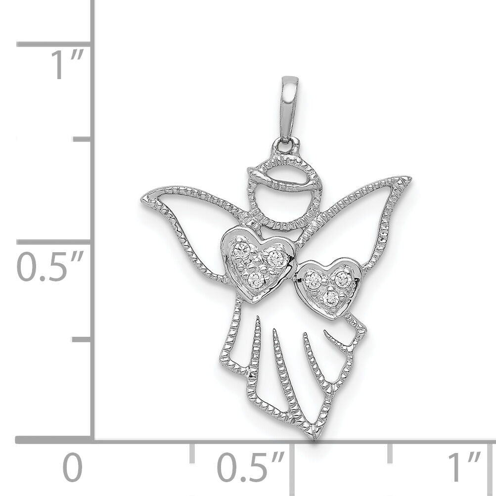 14k White Gold Diamond Angel Pendant-PM5145-003-WA