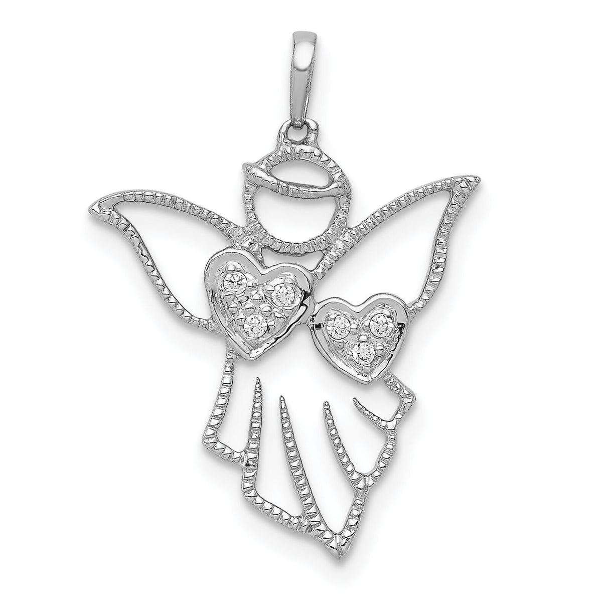 14k White Gold Diamond Angel Pendant-PM5145-003-WA
