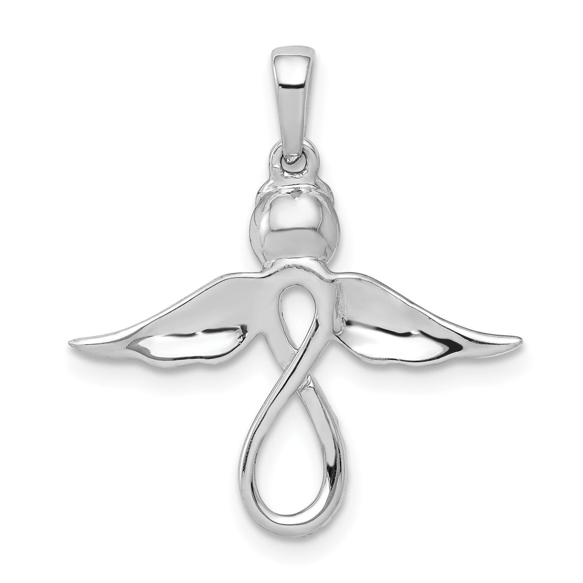 14k White Gold Diamond Infinity Angel Pendant-PM5146-006-WA