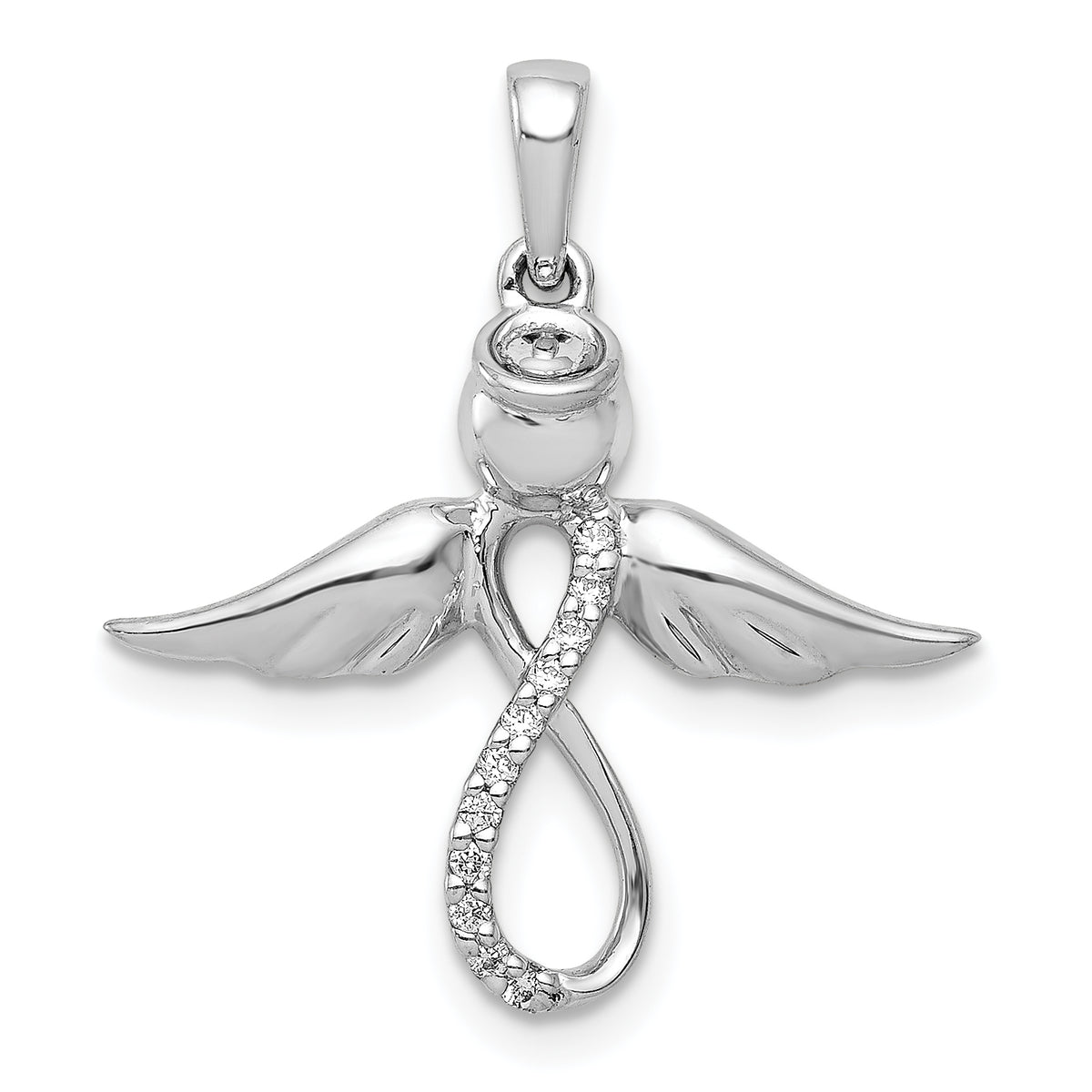14k White Gold Diamond Infinity Angel Pendant-PM5146-006-WA
