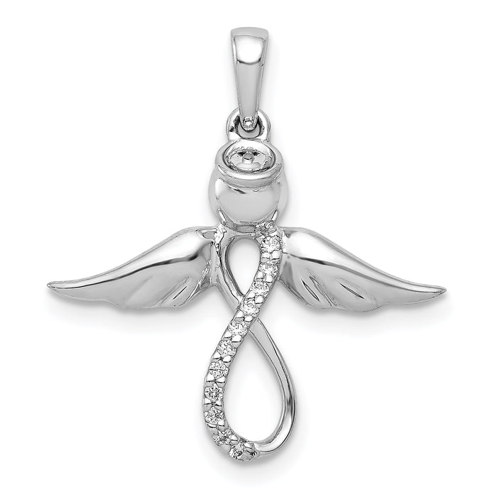14k White Gold Diamond Infinity Angel Pendant-PM5146-006-WA