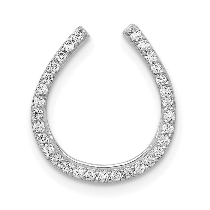 14k White Gold 1/6ct. Diamond Horseshoe Chain Slide-PM5147-016-WA