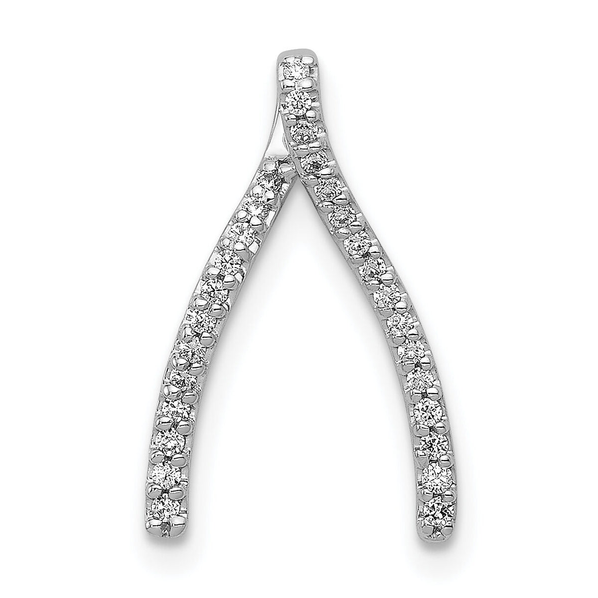14k White Gold Diamond Wishbone Chain Slide-PM5150-013-WA