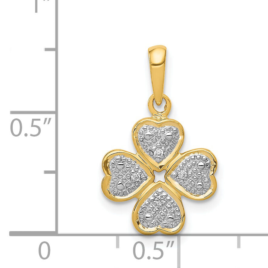 14k .02ct.Diamond Four Leaf Clover Pendant-PM5151-002-YA
