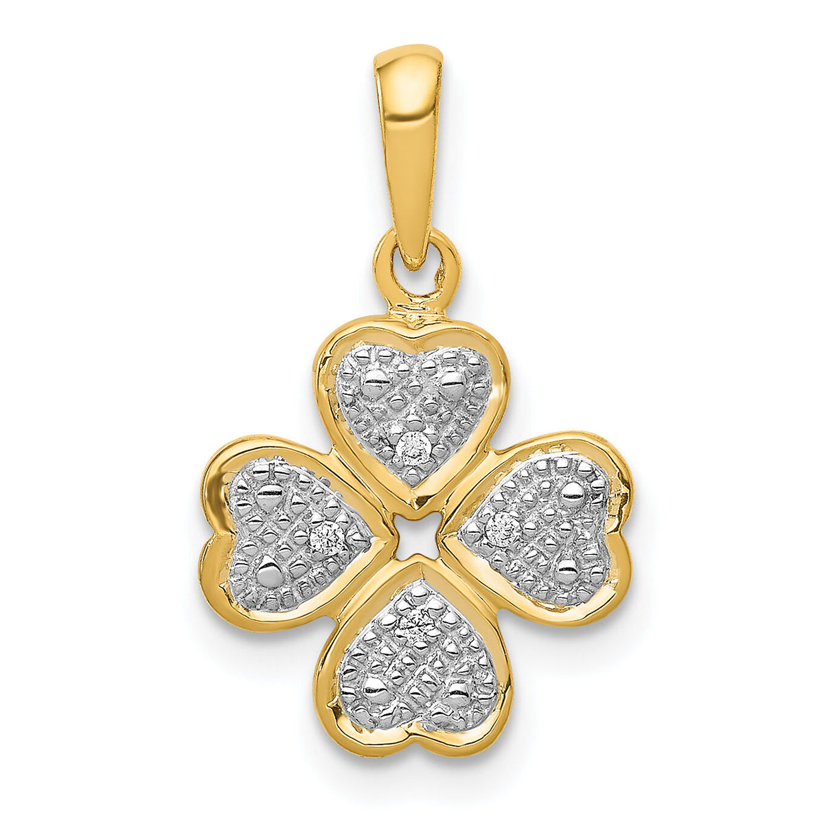 14k .02ct.Diamond Four Leaf Clover Pendant-PM5151-002-YA