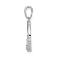 14k White Gold Diamond Claddagh Circle Pendant-PM5153-013-WA