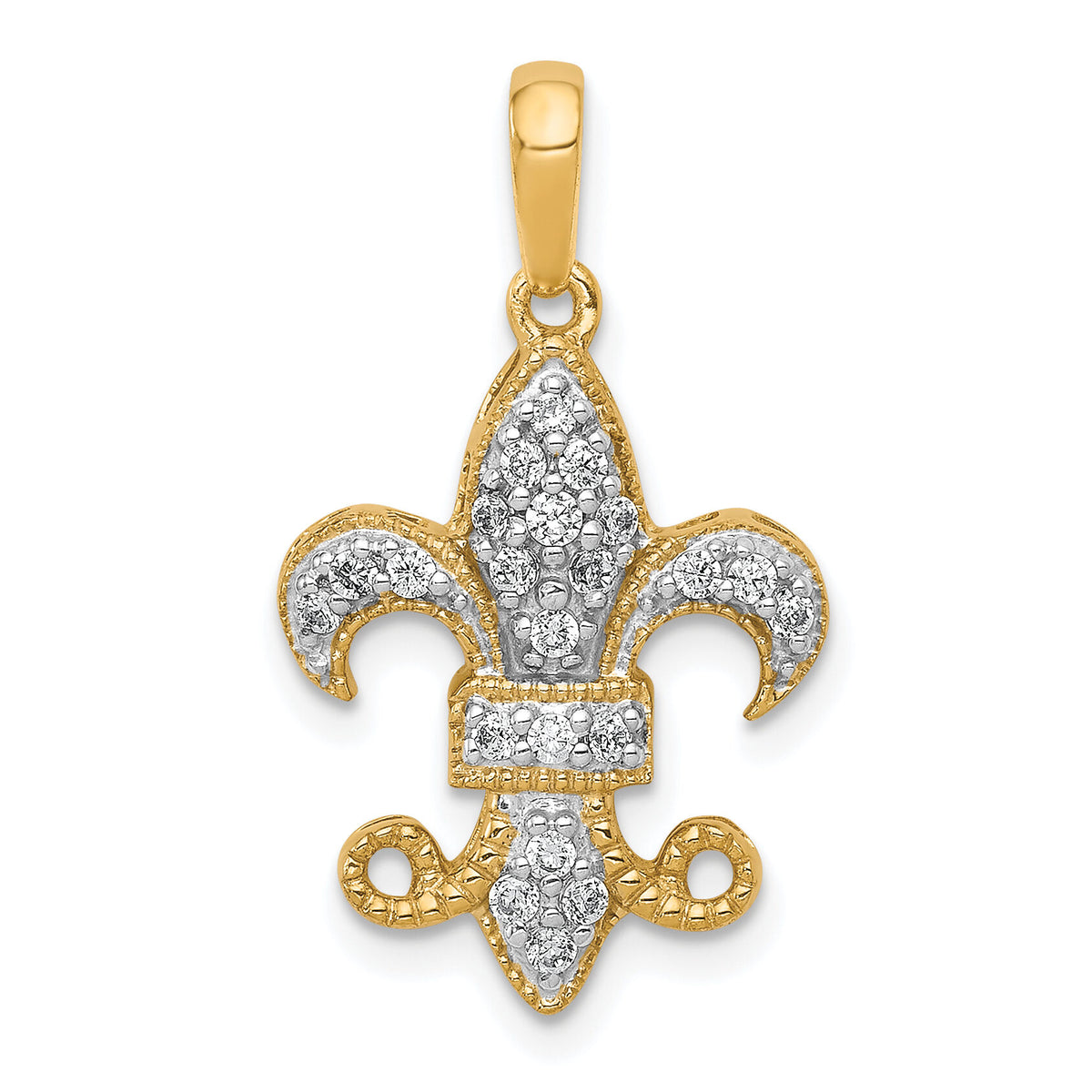 14k Diamond Fleur De Lis Pendant-PM5154-020-YA