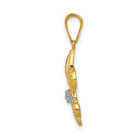 14k w/Rhodium Polished Diamond Fleur de Lis Pendant-PM5155-003-YA