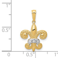 14k w/Rhodium Polished Diamond Fleur de Lis Pendant-PM5155-003-YA