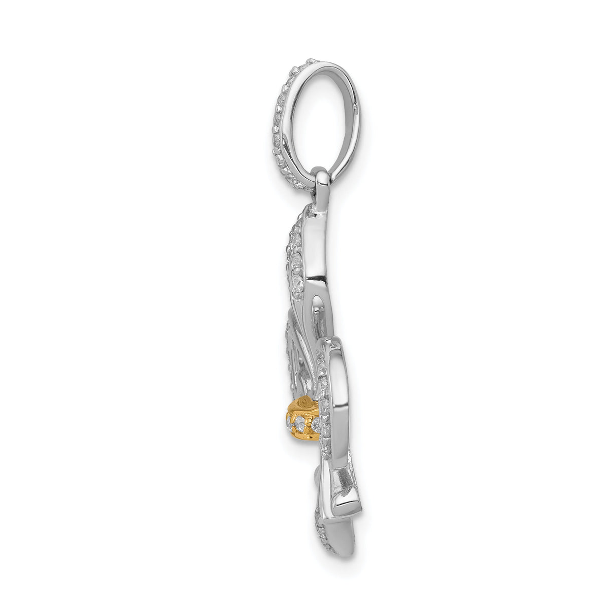 14k Two-Tone Diamond Fleur De Lis Pendant-PM5156-020-WYA