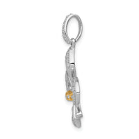 14k Two-Tone Diamond Fleur De Lis Pendant-PM5156-020-WYA