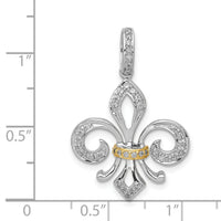 14k Two-Tone Diamond Fleur De Lis Pendant-PM5156-020-WYA
