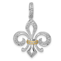 14k Two-Tone Diamond Fleur De Lis Pendant-PM5156-020-WYA