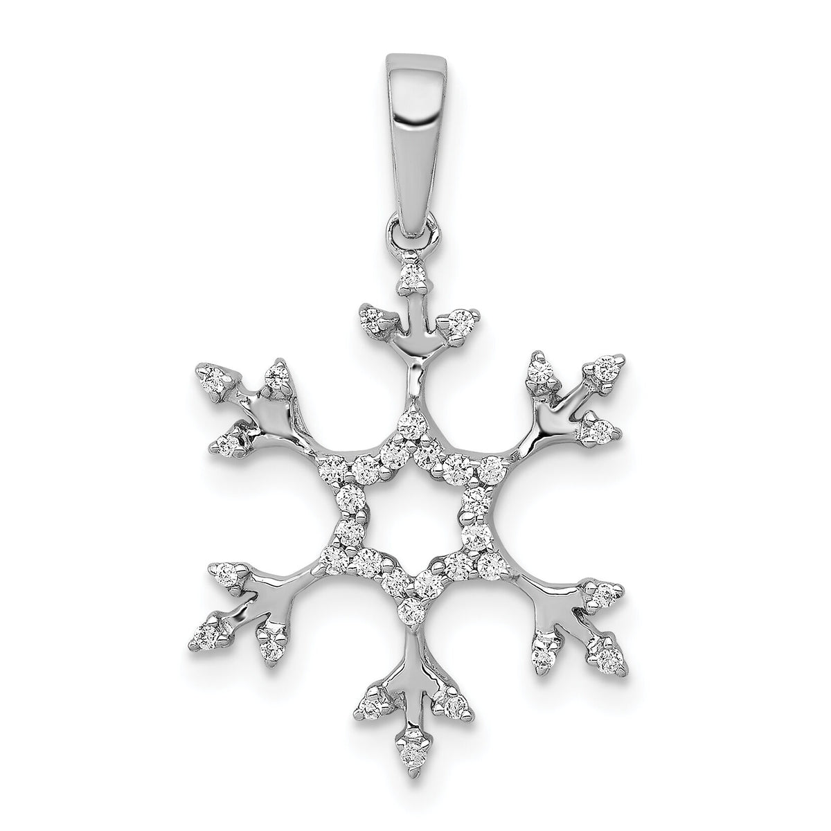 14k White Gold 1/6ct. Diamond Snowflake Pendant-PM5159-016-WA