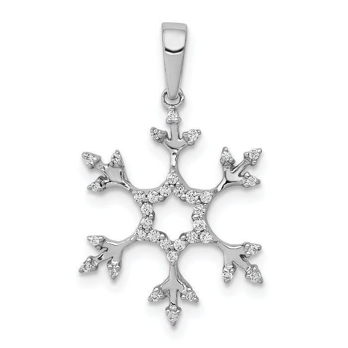 14k White Gold 1/6ct. Diamond Snowflake Pendant-PM5159-016-WA