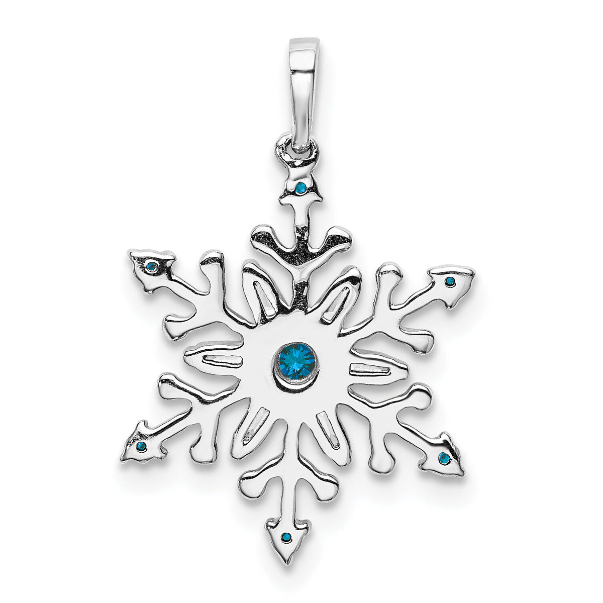 14k White Gold 1/6ct. Blue and White Diamond Snowflake Pendant-PM5161-BD-016-WA