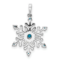 14k White Gold 1/6ct. Blue and White Diamond Snowflake Pendant-PM5161-BD-016-WA
