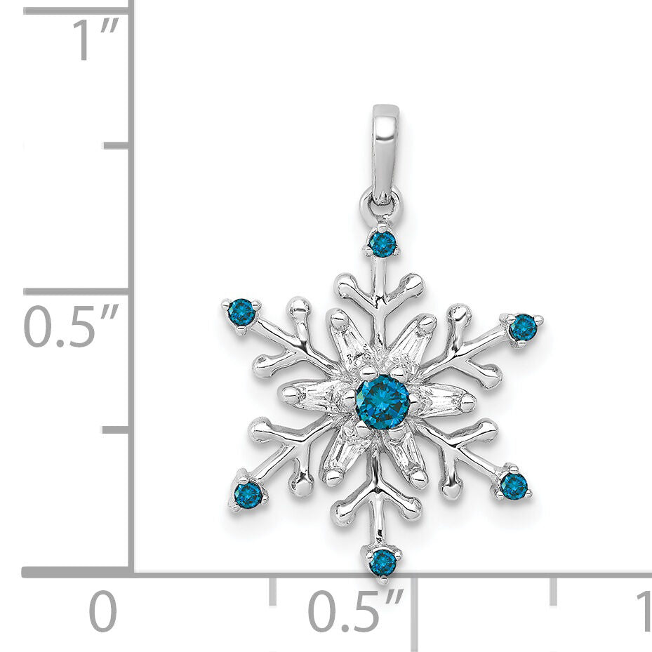 14k White Gold 1/6ct. Blue and White Diamond Snowflake Pendant-PM5161-BD-016-WA