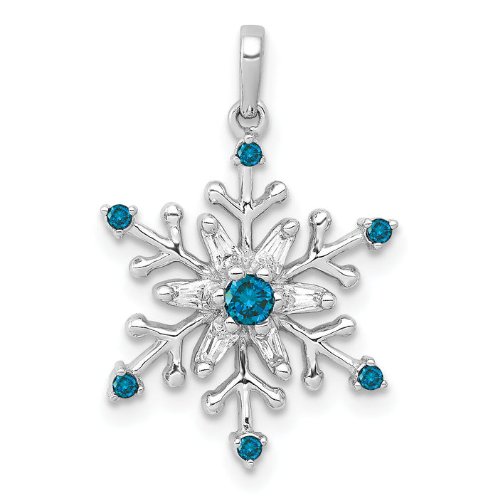 14k White Gold 1/6ct. Blue and White Diamond Snowflake Pendant-PM5161-BD-016-WA