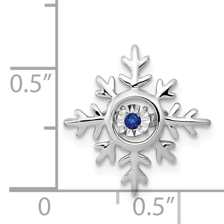 14k White Gold Vibrant Moving Sapphire Snowflake Chain Slide-PM5165-SA-W