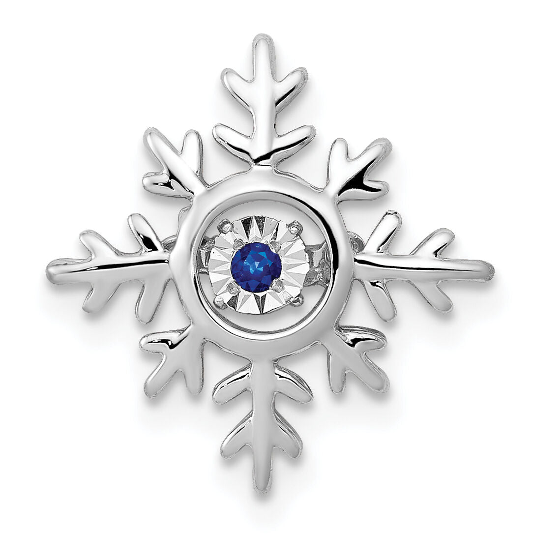 14k White Gold Vibrant Moving Sapphire Snowflake Chain Slide-PM5165-SA-W