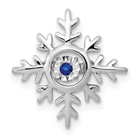 14k White Gold Vibrant Moving Sapphire Snowflake Chain Slide-PM5165-SA-W