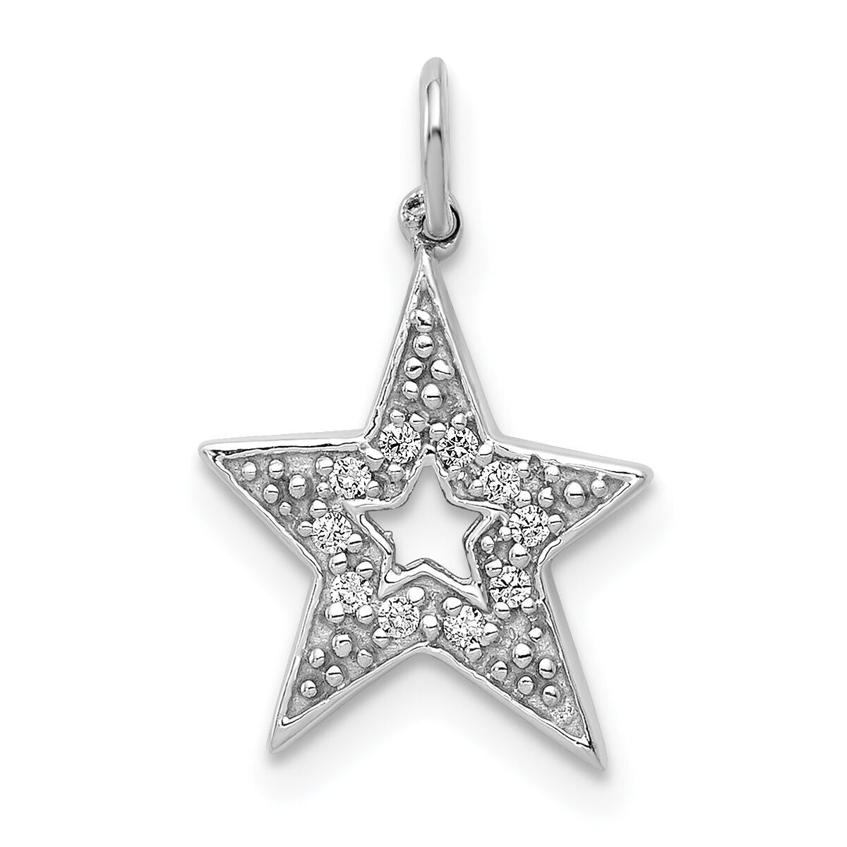 14k White Gold 1/20ct. Diamond Star Charm-PM5177-005-WA