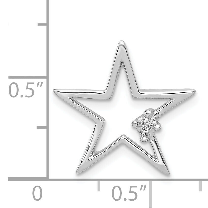 14k White Gold .01ct. Diamond Star Chain Slide-PM5178-001-WA