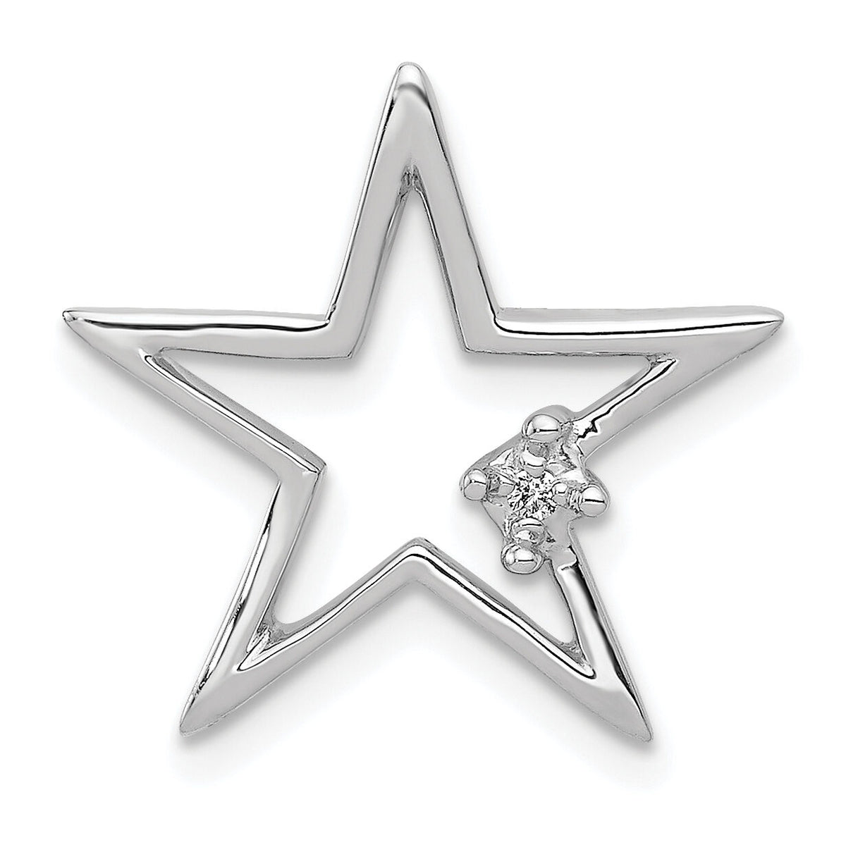 14k White Gold .01ct. Diamond Star Chain Slide-PM5178-001-WA