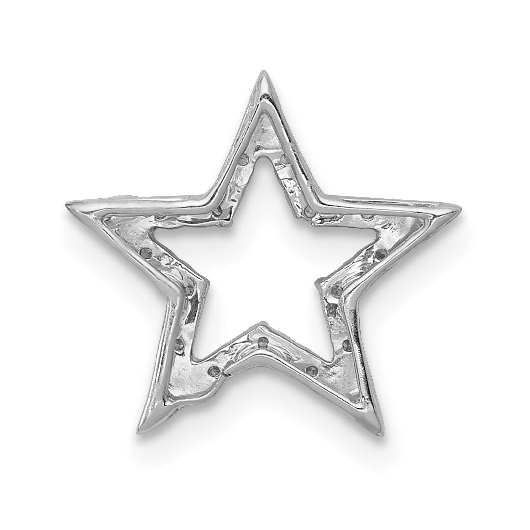 14k White Gold Small Diamond Star Chain Slide Pendant-PM5179-005-WA