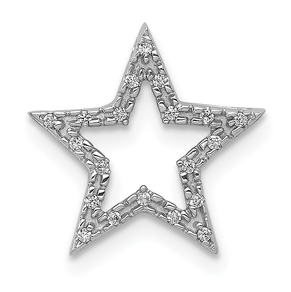 14k White Gold Small Diamond Star Chain Slide Pendant-PM5179-005-WA