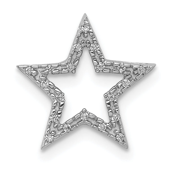14k White Gold Small Diamond Star Chain Slide Pendant-PM5179-005-WA