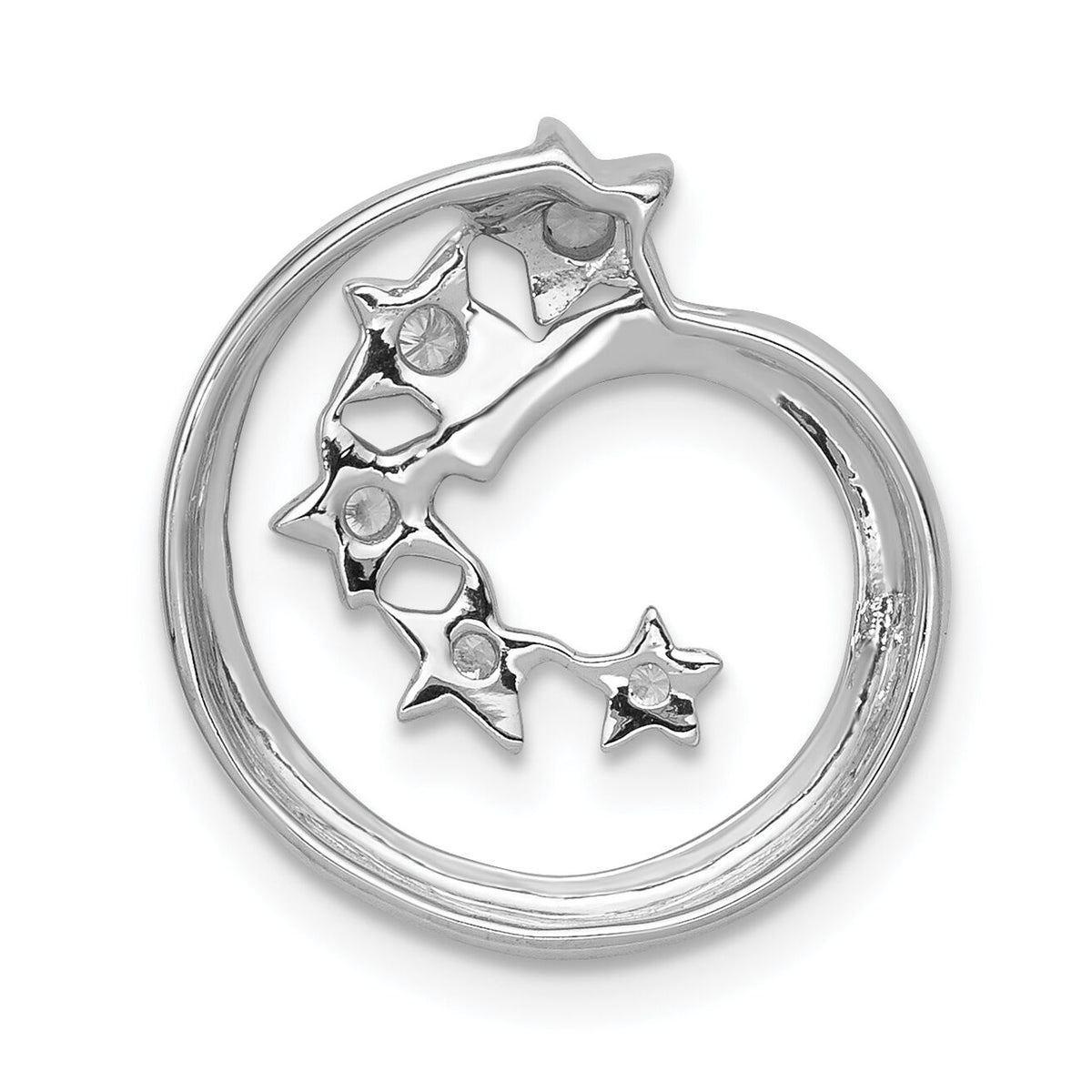 14k White Gold Diamond Stars Chain Slide-PM5182-007-WA
