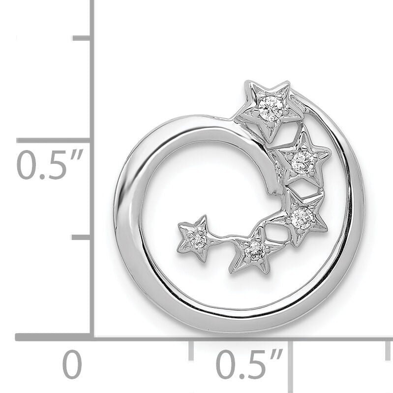 14k White Gold Diamond Stars Chain Slide-PM5182-007-WA
