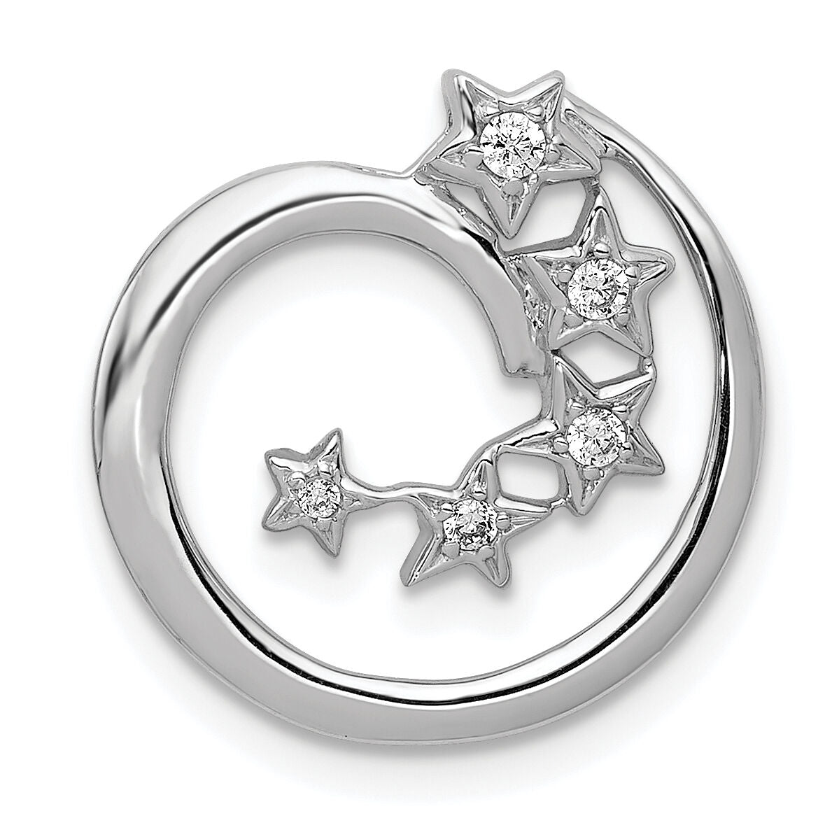 14k White Gold Diamond Stars Chain Slide-PM5182-007-WA