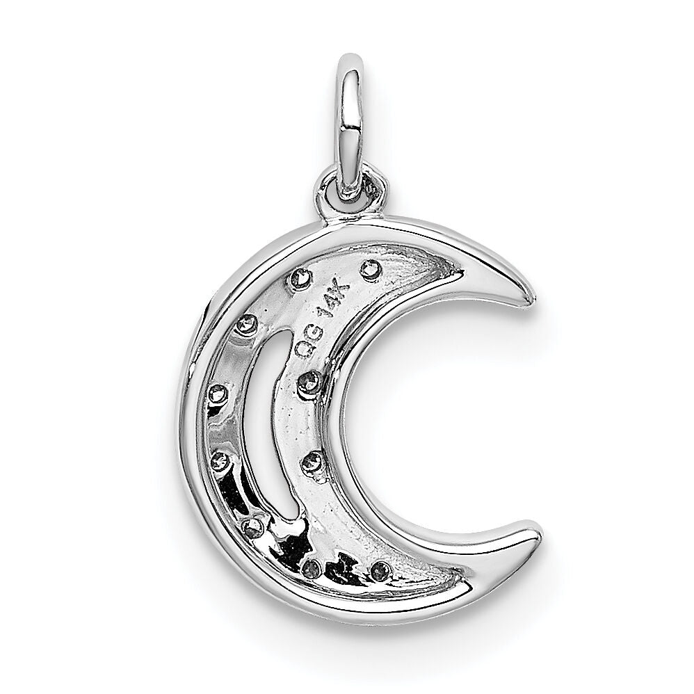 14k White Gold Diamond Moon Charm-PM5183-005-WA