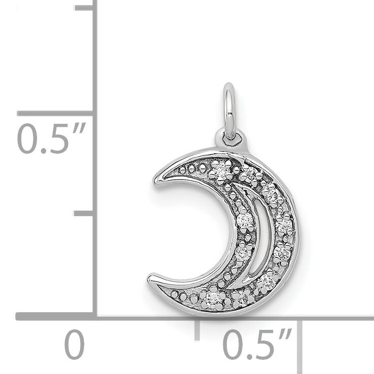 14k White Gold Diamond Moon Charm-PM5183-005-WA