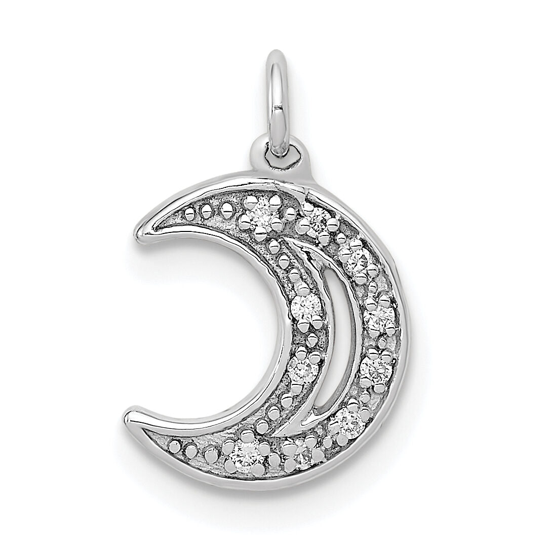 14k White Gold Diamond Moon Charm-PM5183-005-WA